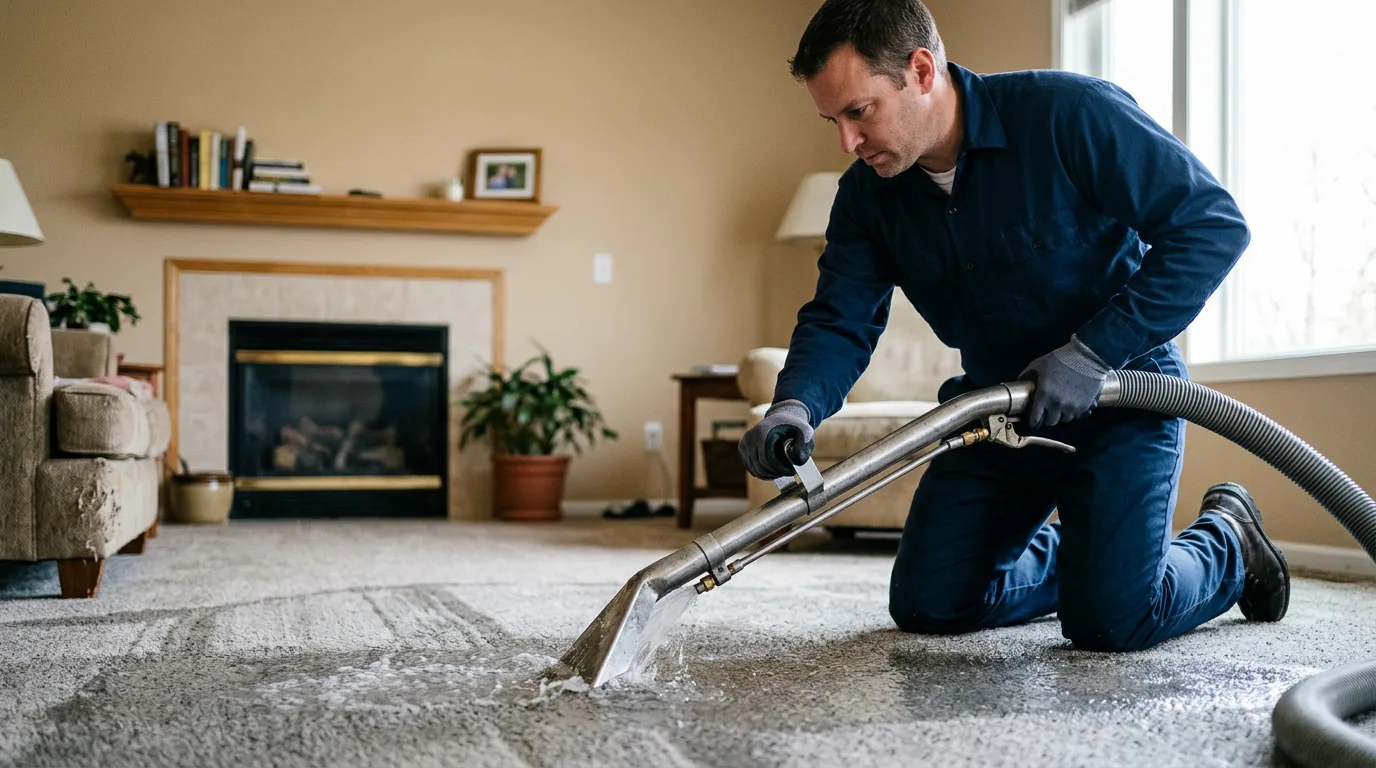 Water damage restoration technician working near Hermon, ME